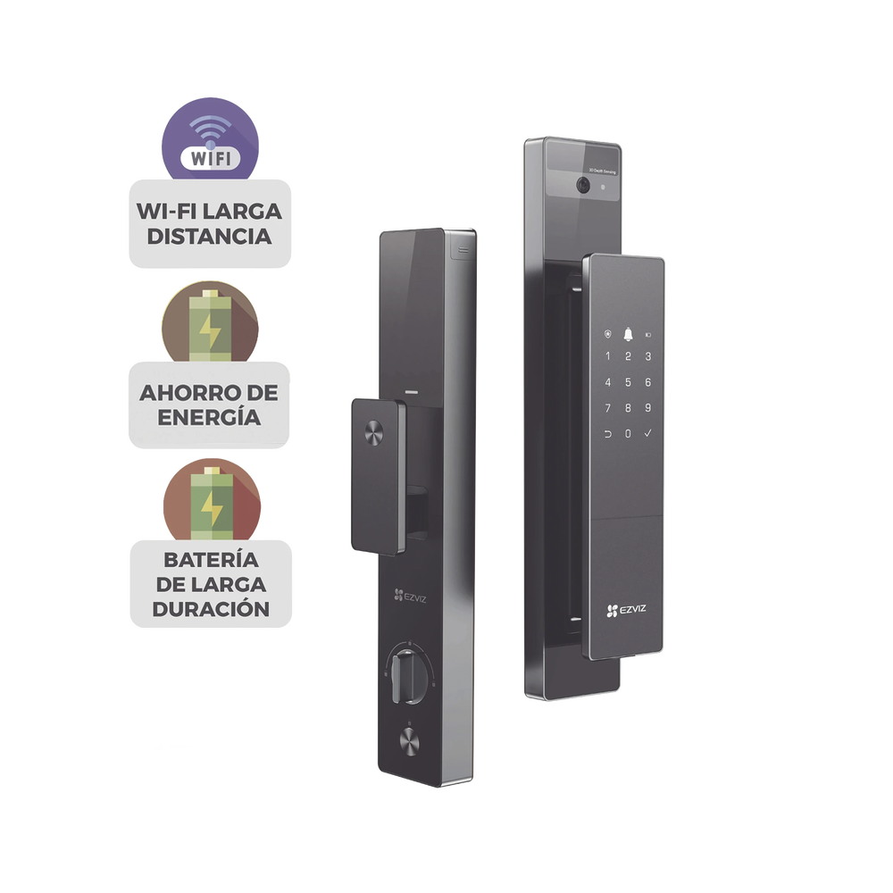 Cerradura Inteligente / Reconocimiento Facial y Venas de Palma / Pantalla de 4 Pulgadas / Batería Recargable 5000mAh / Video Llamada a la App / Wi-Fi y Bluetooth / IP52 Resistente