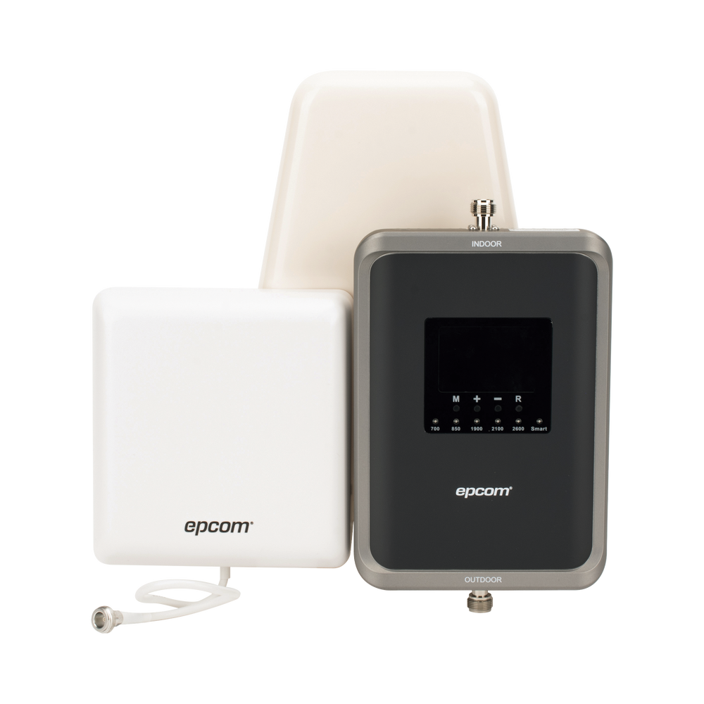 Kit Amplificador de Señal Celular 2G, 3G, 4G y 5G / Mejora llamadas convencionales y VoLTE / Amplifica señal de TELCEL, AT&T, MOVISTAR, BAIT,DiRi y más / Cubre hasta 300 m² con una antena y hasta 600 m² con 2 antenas.