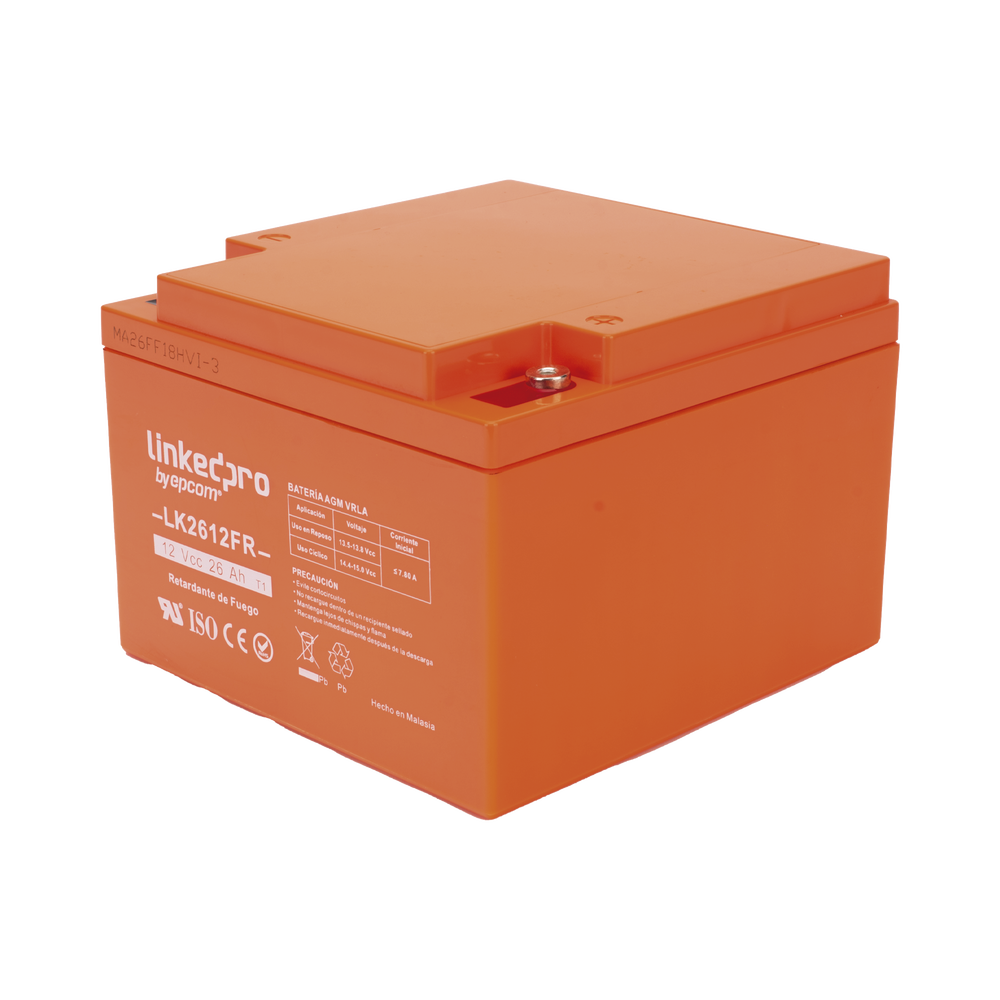 Batería de respaldo 12 V| 26 Ah | AGM | Certificada UL94-V0 Retardante a la Flama | Especial para Seguridad Electrónica | UPS | Sistemas de Emergencia | Vida útil 5 años | Terminales T1 - Imagen 2