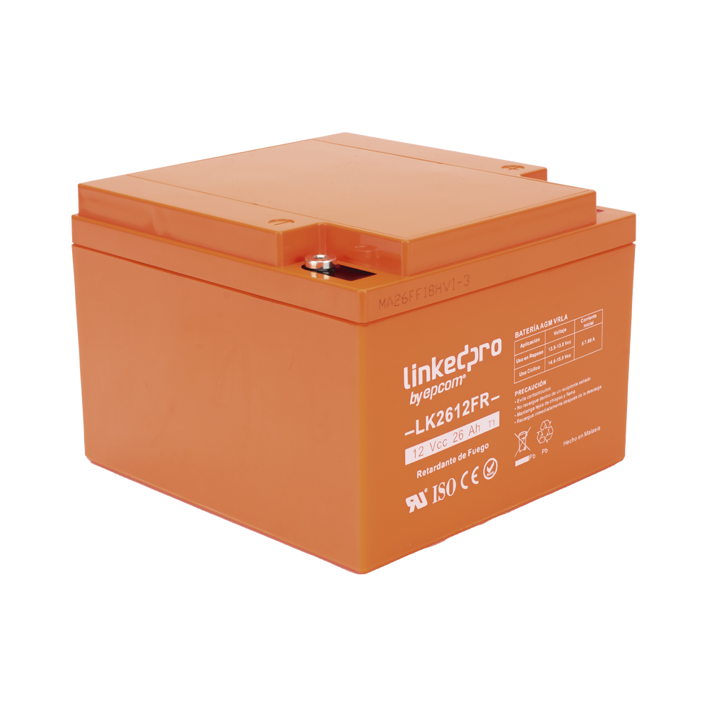 Batería de respaldo 12 V| 26 Ah | AGM | Certificada UL94-V0 Retardante a la Flama | Especial para Seguridad Electrónica | UPS | Sistemas de Emergencia | Vida útil 5 años | Terminales T1 - Imagen 3