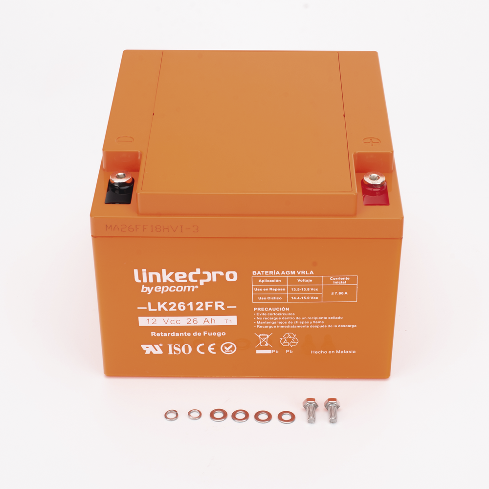 Batería de respaldo 12 V| 26 Ah | AGM | Certificada UL94-V0 Retardante a la Flama | Especial para Seguridad Electrónica | UPS | Sistemas de Emergencia | Vida útil 5 años | Terminales T1 - Imagen 4
