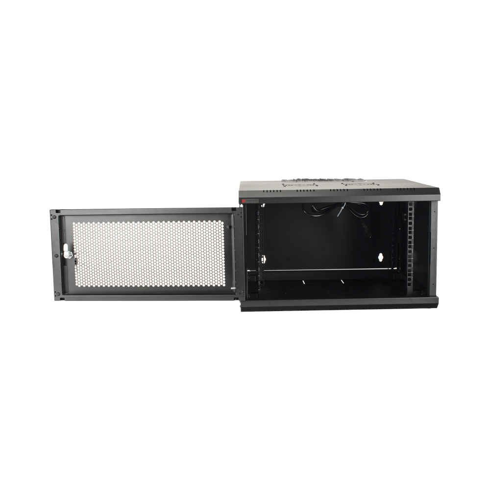 Gabinete de Pared 19 Pulgadas / 6U / 600 x 550 x 368 mm (23.6 x 21.7 x 14.5 in) / Acero SPCC RAL 9004 / Carga Estática 60 kg / IP20 Interior / Ventiladores CA / Panel Cepillo para Cables - Imagen 5