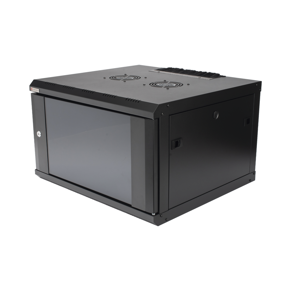 Gabinete de Pared PRECISION 19 in 6UR (455mm) - Cristal Templado. Incluye: 2 Ventiladores y Panel Cepillo - Imagen 2