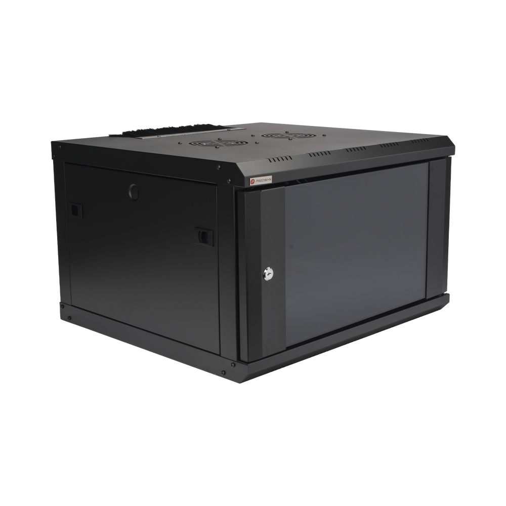 Gabinete de Pared PRECISION 19 in 6UR (455mm) - Cristal Templado. Incluye: 2 Ventiladores y Panel Cepillo - Imagen 3
