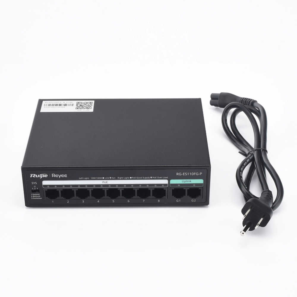 Switch PoE+ no Administrable, hasta 110 Watts, 8 puertos PoE+ 10/100 y 2 Uplinks Gigabit 1G - Imagen 3