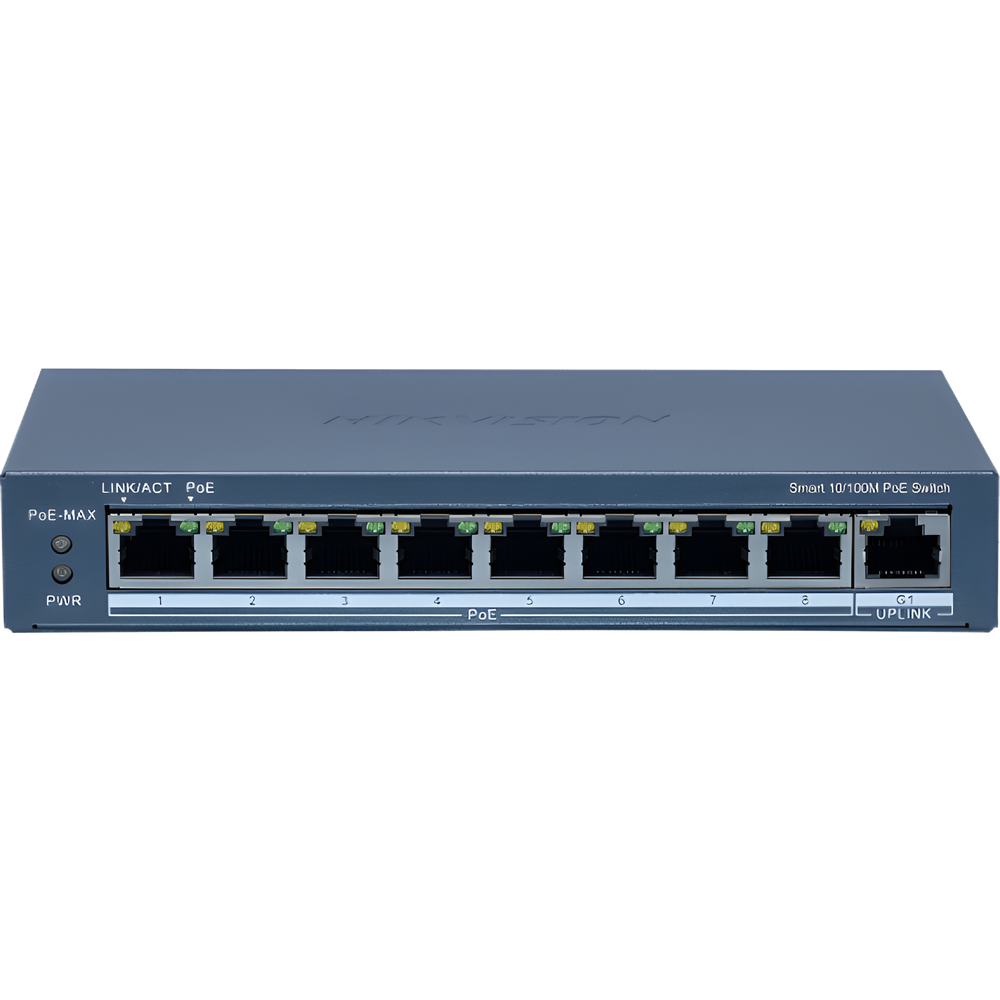 Switch Administrable PoE+ / 8 puertos 100 Mbps PoE+ / 1 puerto 1000 Mbps de Uplink / PoE hasta 300 Metros / Conexión Remota desde Hik-ParnerPro / 110 W - Imagen 2