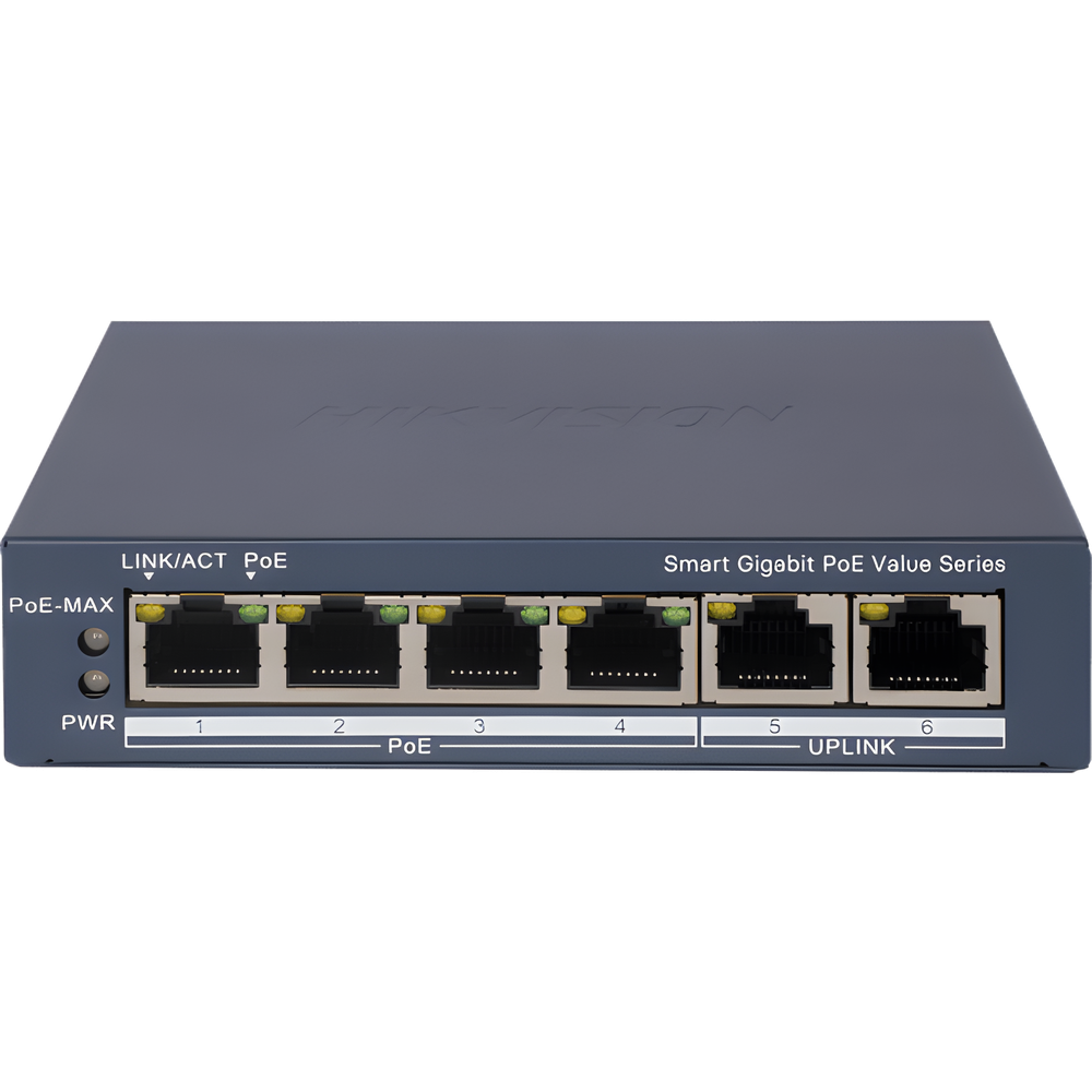 Switch Gigabit PoE+ / Administrable / 4 Puertos 1000 Mbps PoE+ / 2 Puertos 1000 Mbps Uplink / Configuración Nube Hik-PartnerPro / Modo Extendido hasta 300 Metros / 45 Watts - Imagen 2
