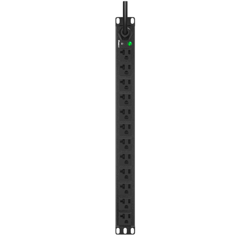 PDU ES2P Básico para Distribución de Energía, Enchufe de Entrada NEMA 5-15P, Con 12 Contactos NEMA 5-20R, Instalación Horizontal de 19in, 1UR, 15 Amp, 120 Vca - Imagen 4