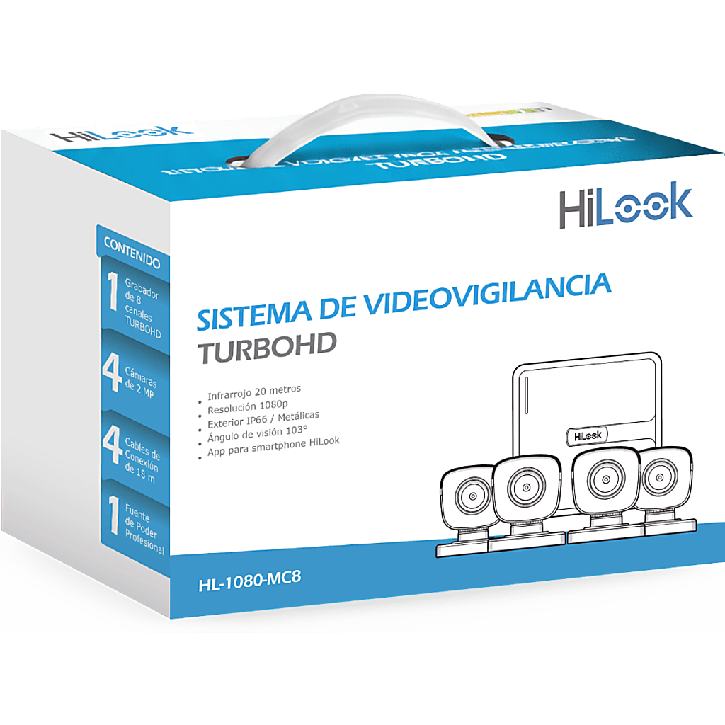 KIT TurboHD 1080p / DVR 8 canales con H.265+ / 4 Cámaras Bala Metálicas / Fuente de Poder / Accesorios de Instalación - Imagen 2