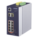 Switch Industrial Administrable Capa 2, 8 puertos PoE Gigabit 802.3af/at, 2 Puertos SFP de 1 / 2.5 Gigabit, Entrada de Voltaje Secundaria para Fuente Redundante