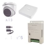 KIT TurboHD 1080p Lite / DVR 16 Canales / 16 Cámaras Eyeball  Exterior ( 2.8mm) / Transceptores / Conectores / Fuente de Poder Profesional