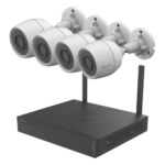 Kit de cámaras Wi-Fi / Incluye 1 NVR 4 canales / 4 Cámaras Bala 2 Megapixel / Para Uso en Exterior IP67 / Vision Nocturna a Color