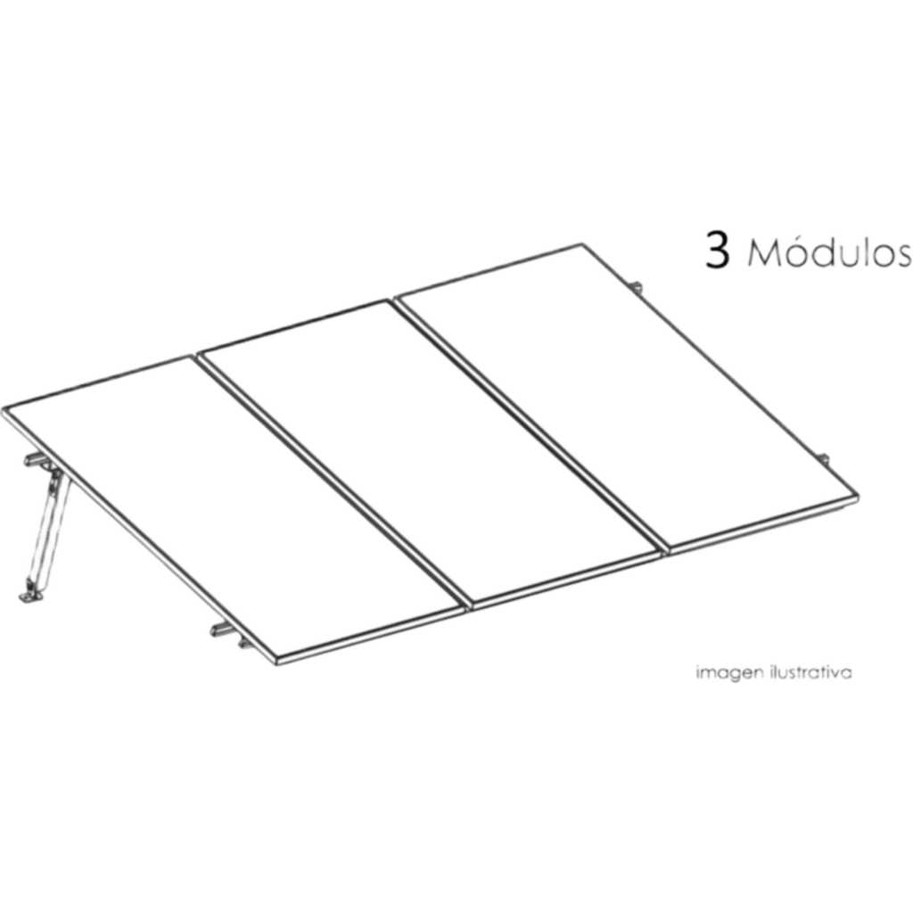 Kit Basel Sistema de Montaje Solar para 3 Módulos / Inclinación 10° / Para Módulo 645 W / Dimensiones del Módulo 2.382 m (7.8 ft) x 1.134 m (3.7 ft) / Velocidad de Viento 170 km/h / Losa Plana Una Fila