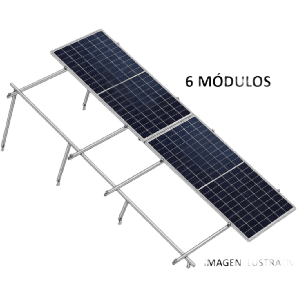Kit Basel Sistema de Montaje Solar para 6 Módulos / Inclinación 10° / Para Módulo 645 W / Dimensiones del Módulo 2.382 m (7.8 ft) x 1.134 m (3.7 ft) / Velocidad de Viento 170 km/h / Losa Plana Doble Fila