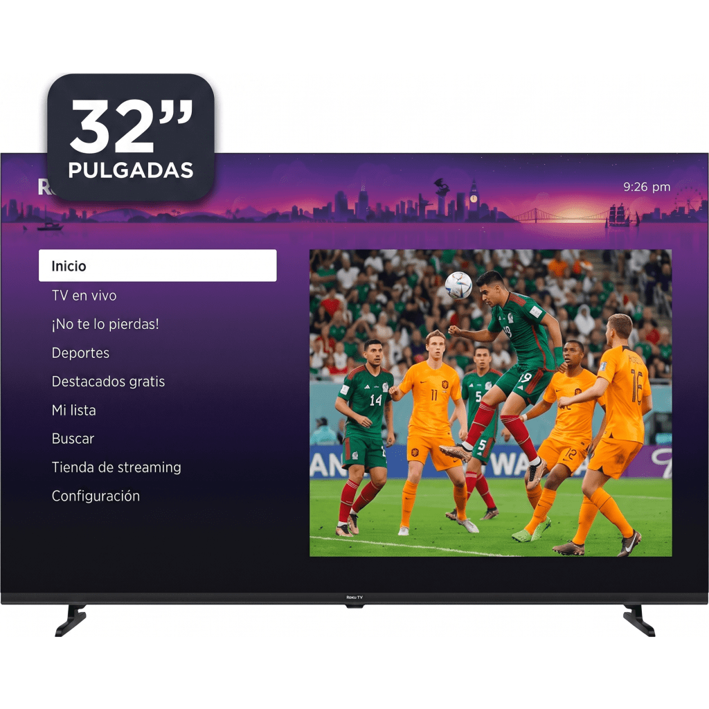 ROKU SmartTV QLED 32 Pulgadas / Resolucion HD / Bocinas integradas / 3 puertos HDMI / WiFi / VESA 100x100 mm
