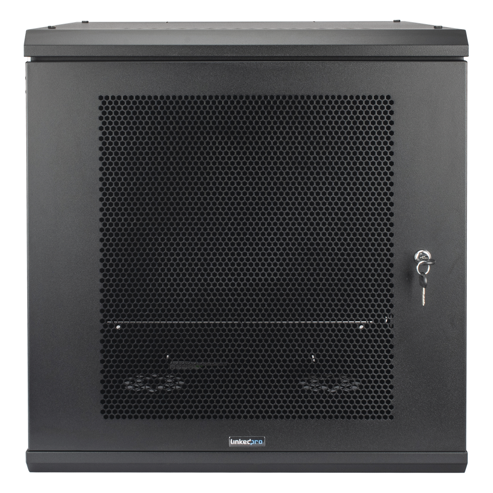 Gabinete de Pared con Puerta Perforada, 635mm de Profundidad, 12U Rack de 19 in, Acero Reforzado