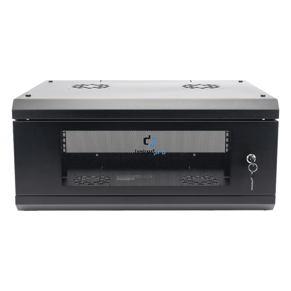 Gabinete de Pared con Puerta de Cristal Templado, 455 mm de Profundidad, 4U Rack de 19 in, Acero Reforzado