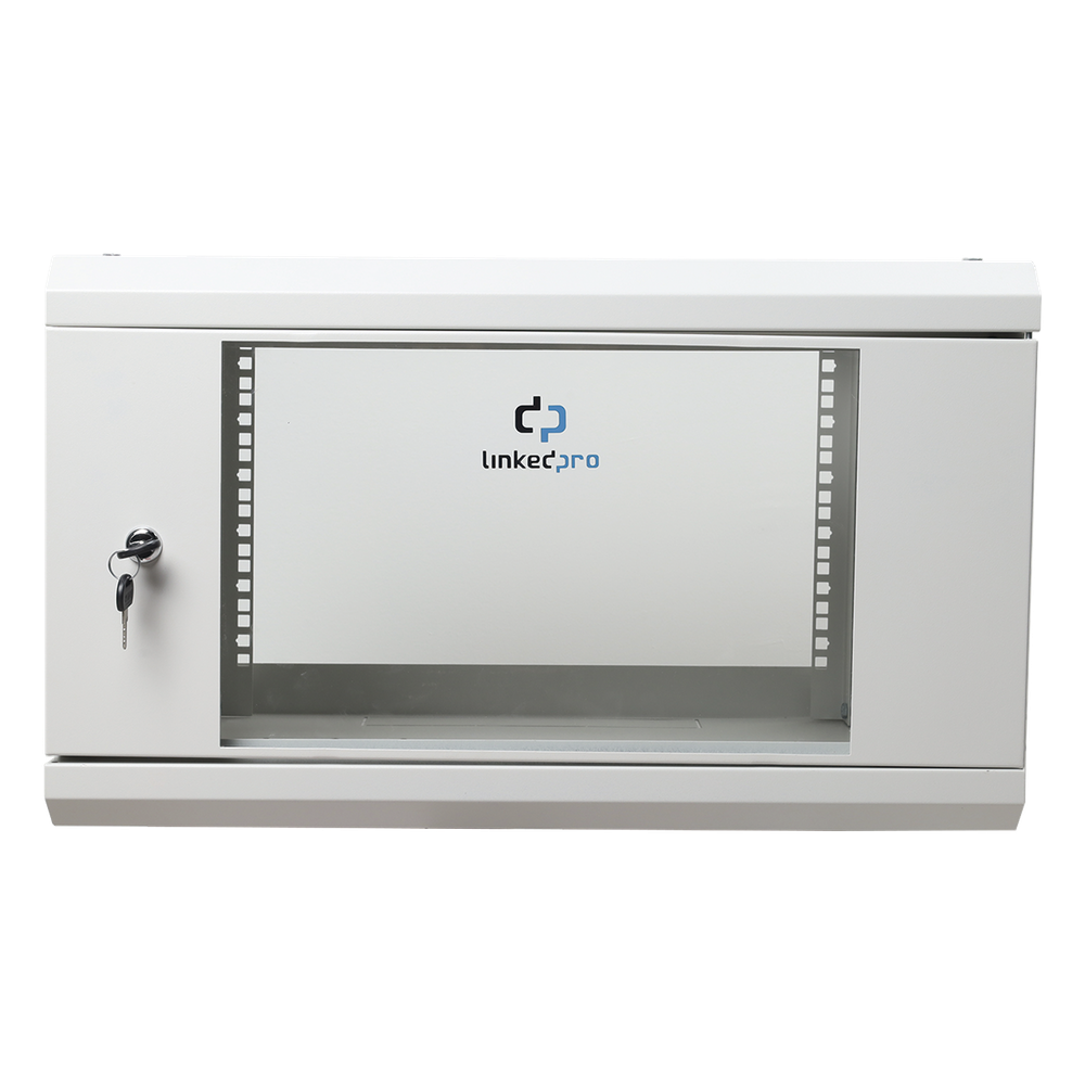 Gabinete de Pared de 6U con Puerta de Cristal Templado, 455 mm de Profundidad Total, Rack de 19'', Acero Reforzado Color Blanco