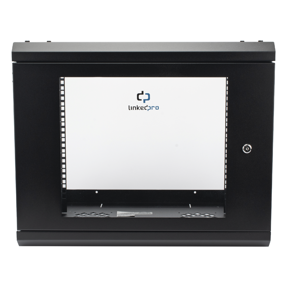 Gabinete de Pared con Puerta de Cristal Templado, 455 mm de Profundidad, 9U Rack de 19'', Acero Reforzado