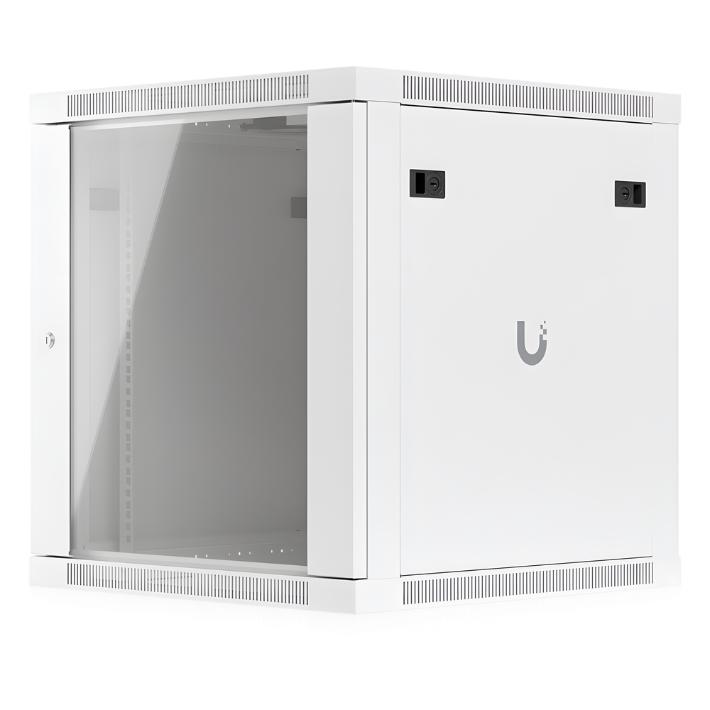 UACC Rack Cabinet 12U (598 x 600 mm) - Gabinete Cerrado para Montaje en Pared con Puerta Frontal de Vidrio Templado, Totalmente Ensamblado con Ventiladores Integrados y Paneles Removibles