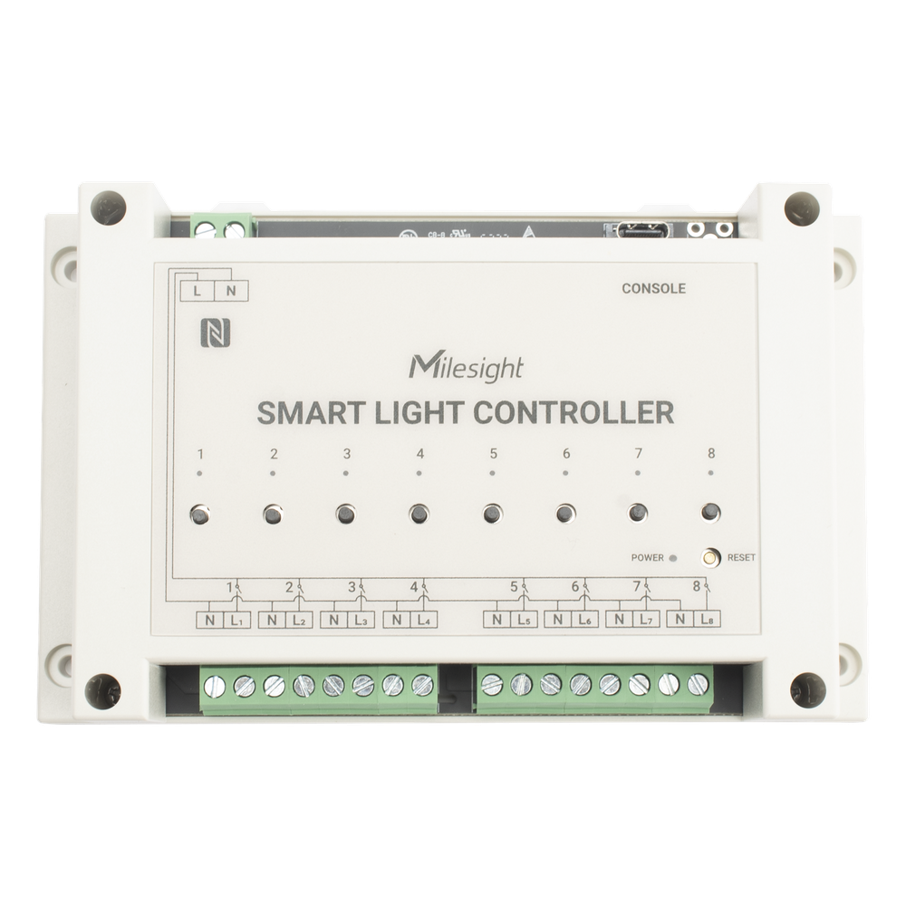 Controlador Inteligente de Iluminación LoRaWAN / 8 Circuitos / Medición de Energía / D2D Sin Gateway / Programación Automática