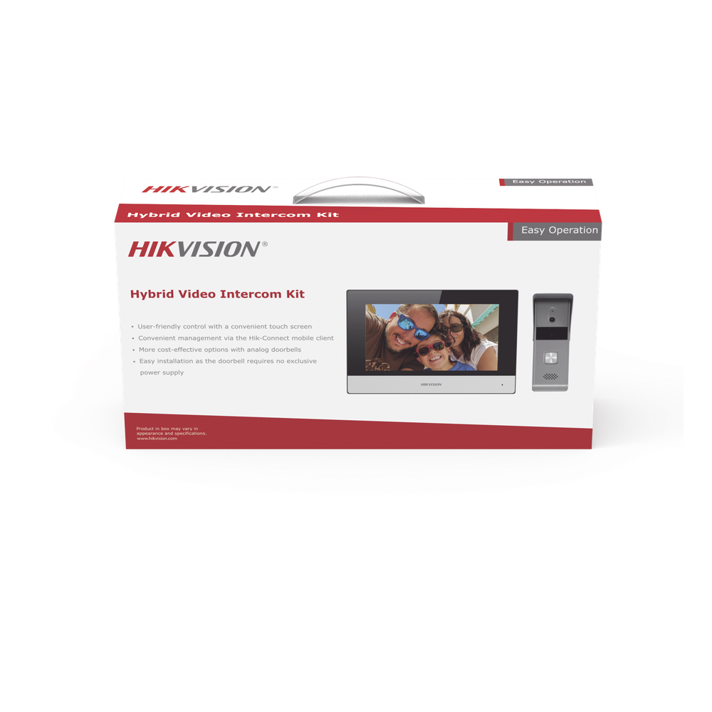 Kit de Videoportero Híbrido Analógico de Metal / IP a 4 Hilos con Función de Llamada a App Hik-Connect / Monitor se Conecta a Internet por Cable o WiFi y por 4 Hilos al Frente de Calle IP65 / Expandible a Mas Equipos