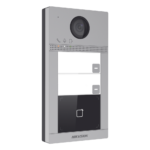 Videoportero IP 2 Megapixel / Llamada y Apertura Remota desde App Hik-Connect (requiere monitor) / PoE / Exterior IP65 + Antivandalico IK08 / 2 Departamentos / Apertura con Tarjeta / Soporta 2 Puertas y hasta 6 Monitores