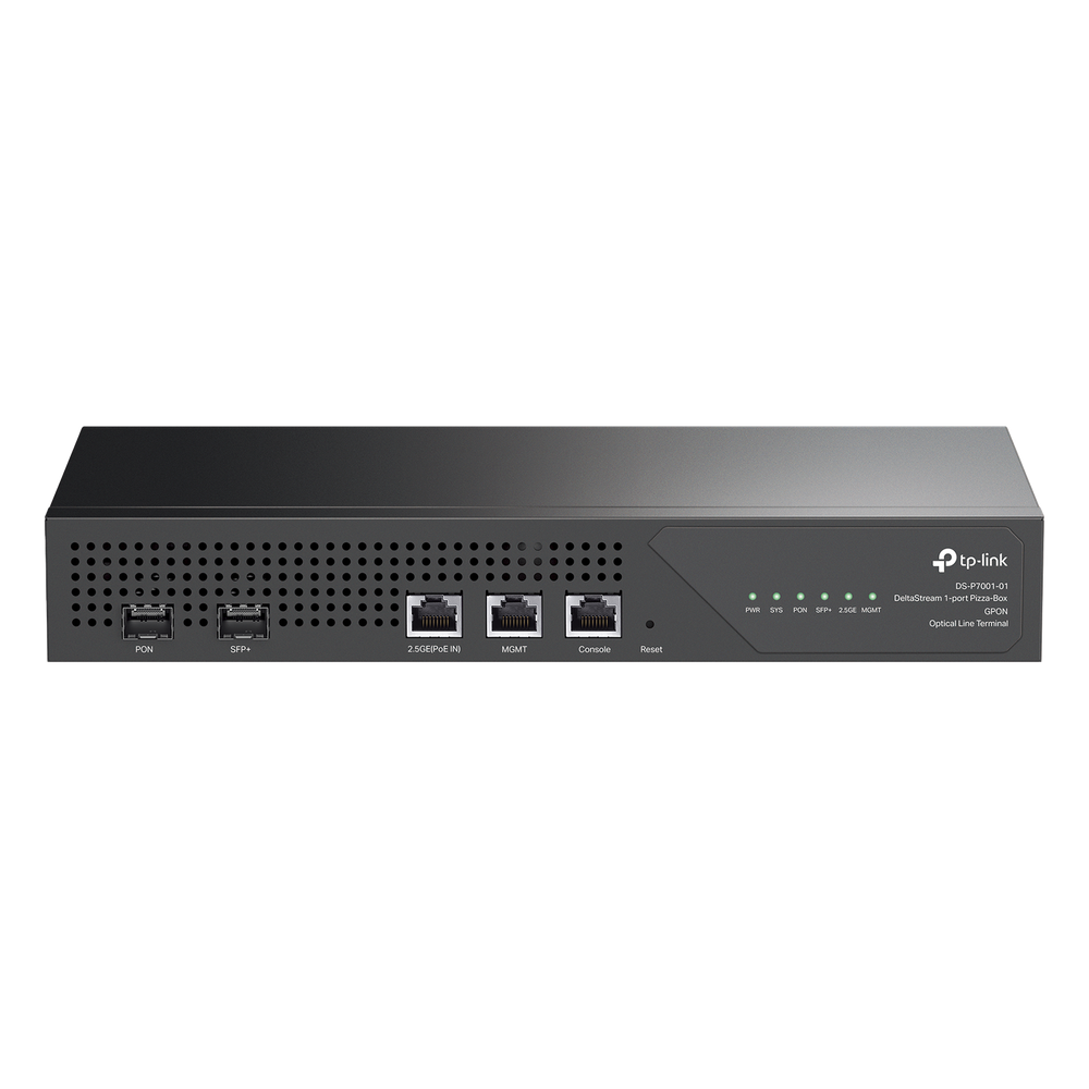 Delta Stream - OLT de 1 puerto GPON / Conexión de hasta 128 ONUs / 1 Puerto 2.5 Gigabit RJ45 Uplink PoE/ 1 Puertos SFP+ Uplink / Fuentes Redundantes AC- PoE at / Administración desde la nube (DPMS)