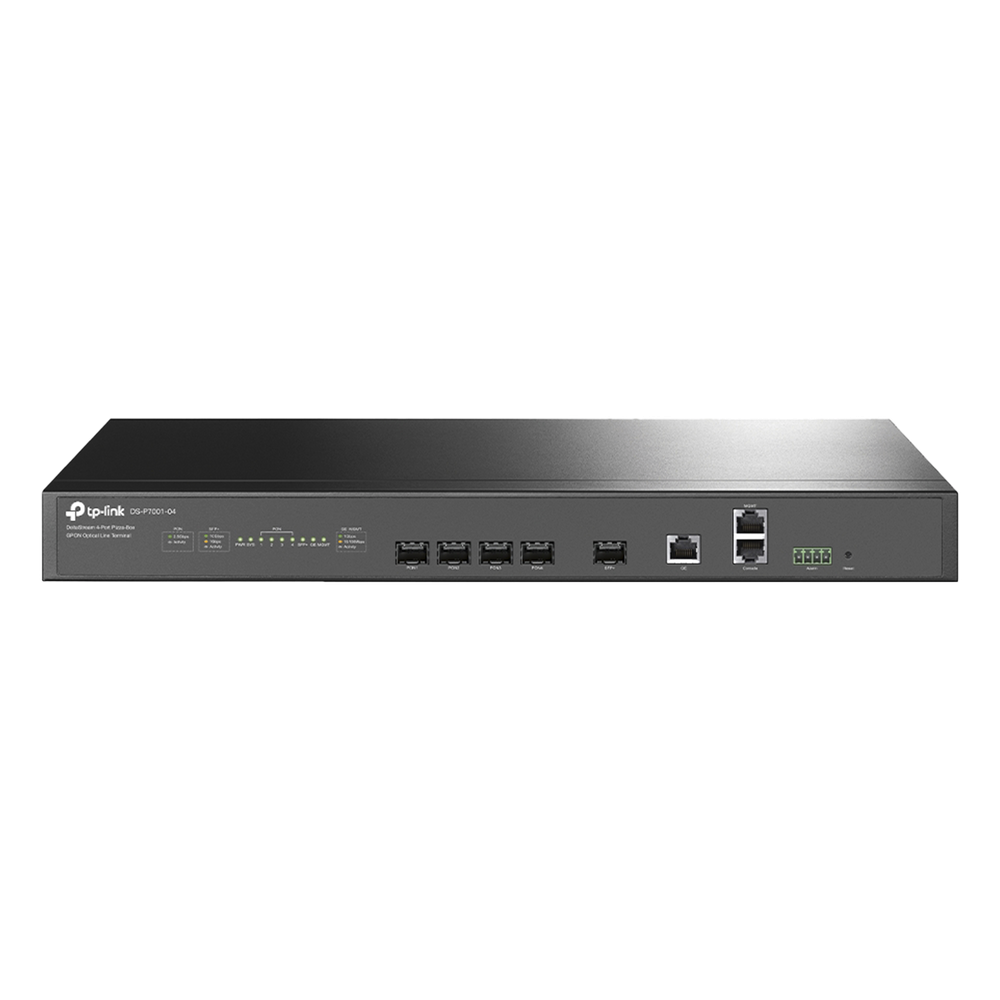 Delta Stream - OLT de 4 puertos GPON / Conexión de hasta 512 ONUs / 1 Puerto Gigabit RJ45 Uplink / 1 Puertos SFP+ Uplink / Fuentes Redundantes AC- DC (incluidas) / Administración desde la nube (DPMS)