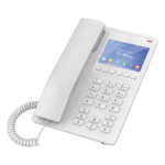 Teléfono IP Hotelero con pantalla LCD a color, 2 líneas SIP con 2 cuentas, codec Opus, IPV4/IPV6, color blanco, con gestión en la nube GDMS