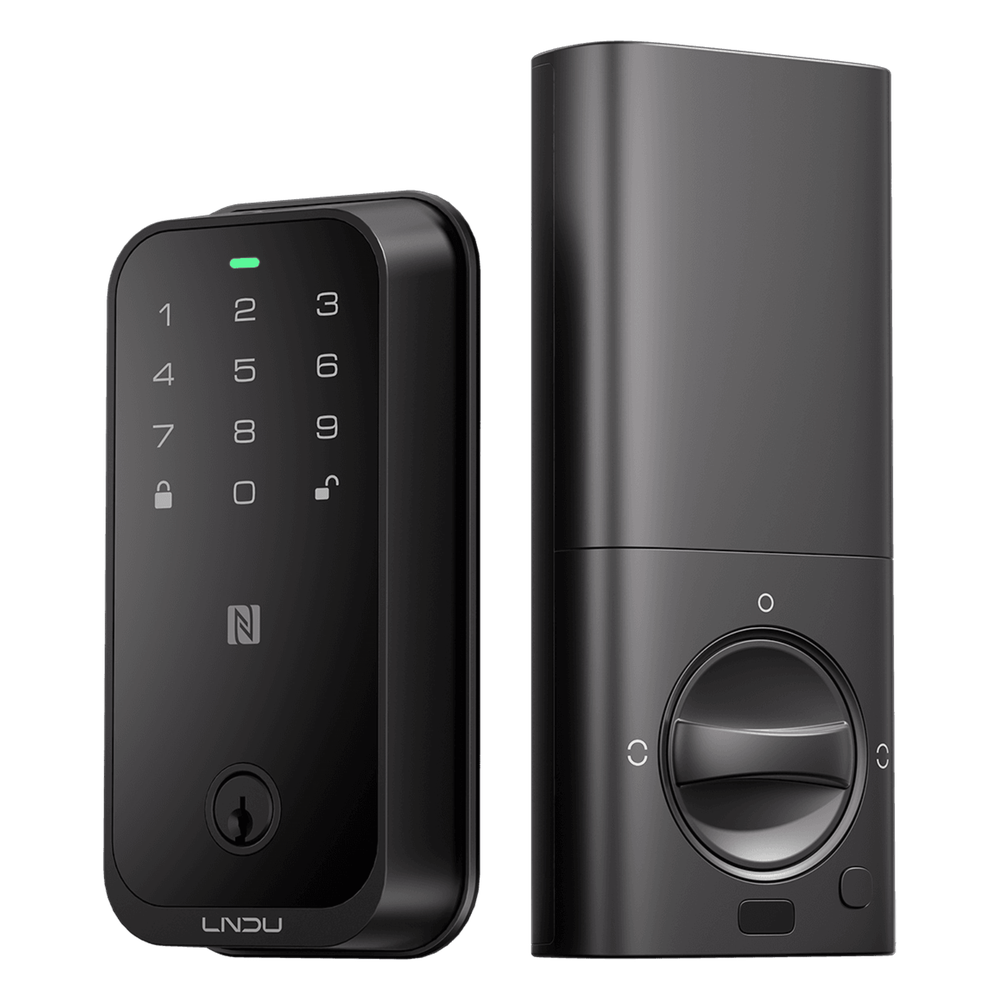 Cerradura Inteligente con Huella Digital LNDU HK01W / WiFi Integrado / Compatible Apple HomeKit / Teclado Táctil / 8 Baterías AA / Escaneo iPhone-Apple Watch-Fob / Bloqueo Manual y Automático / Exterior IP54