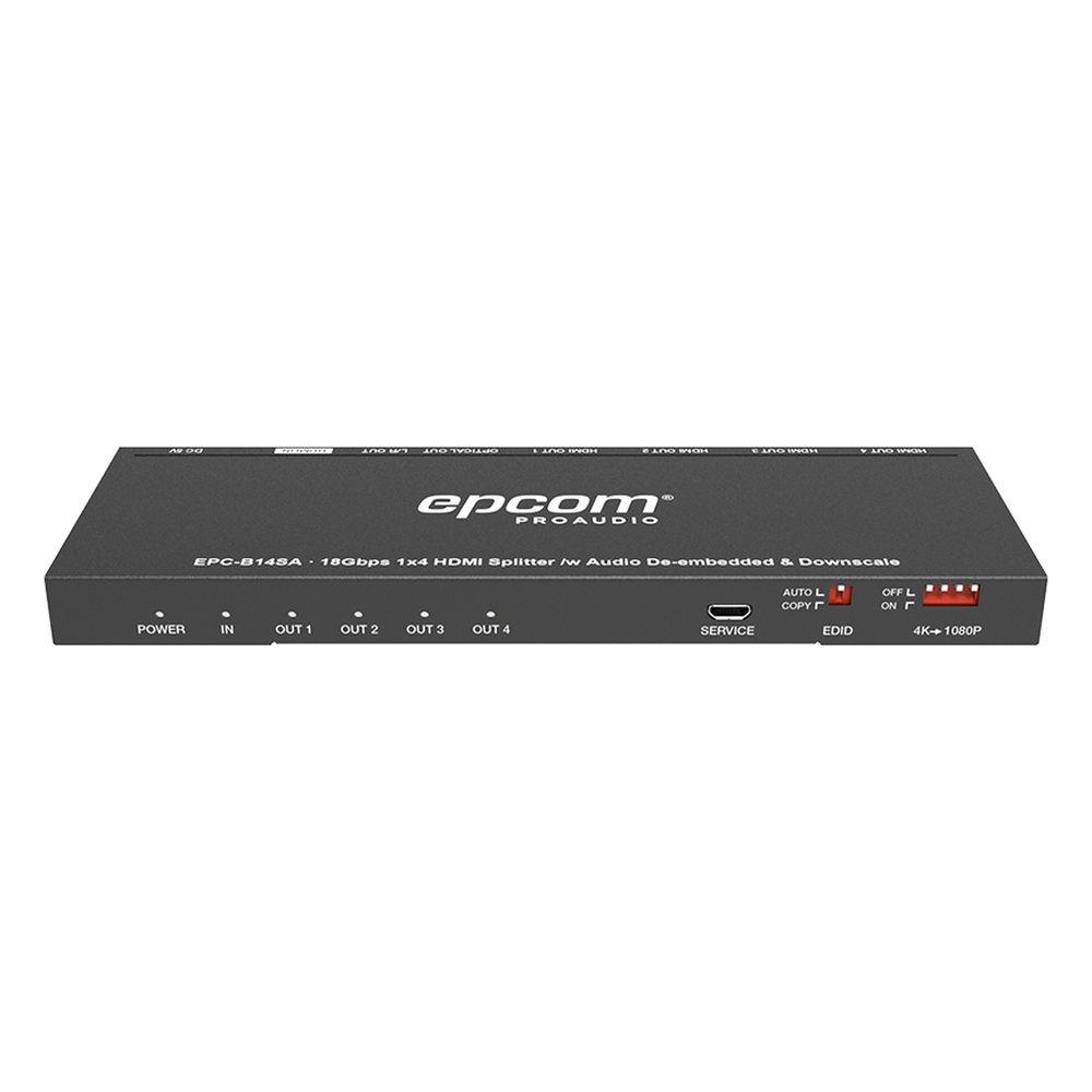 Splitter HDMI 1x4 | 1 Entrada a 4 salidas (Simultaneas) | 4K@60Hz | Extractor de Audio | Down Scaler | HDR 4:4:4 | EDID | 18Gbps - Imagen 2