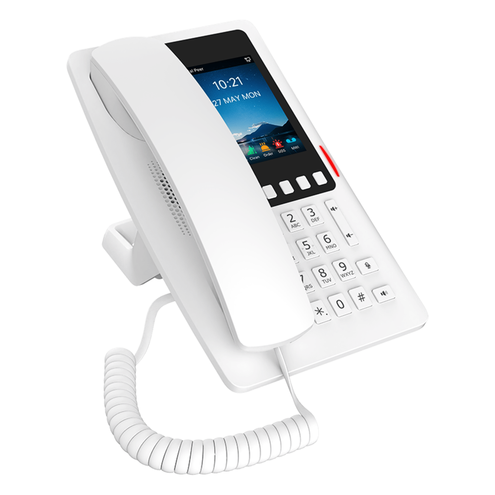 Teléfono IP Hotelero Wi-Fi 6 / Pantalla IPS 3.5" 320x480 / 2 Líneas SIP / 5 Teclas Programables / Puerto USB-A / PoE 802.3af / Audio HD / Diseño Blanco - Imagen 2