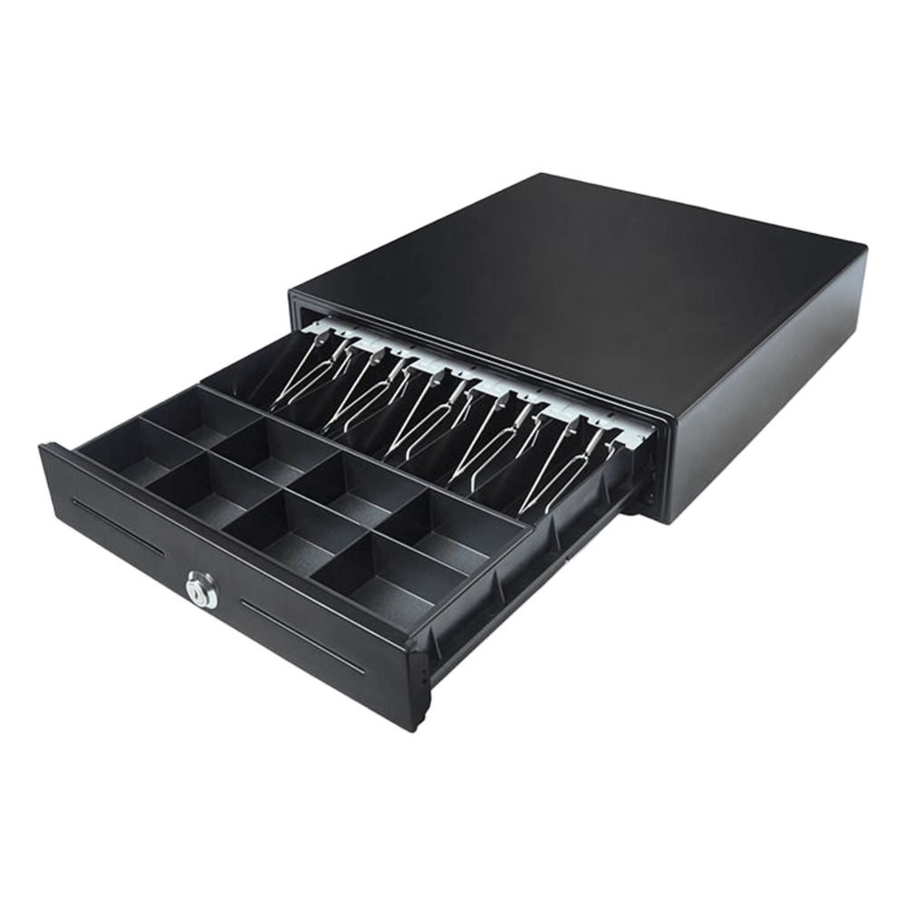 Cajón para Efectivo / Serie EK / Electrónico RJ11 / 5 Billetes + 8 Monedas / Gripper Metálico / Base para ECR / 410 mm - Imagen 3