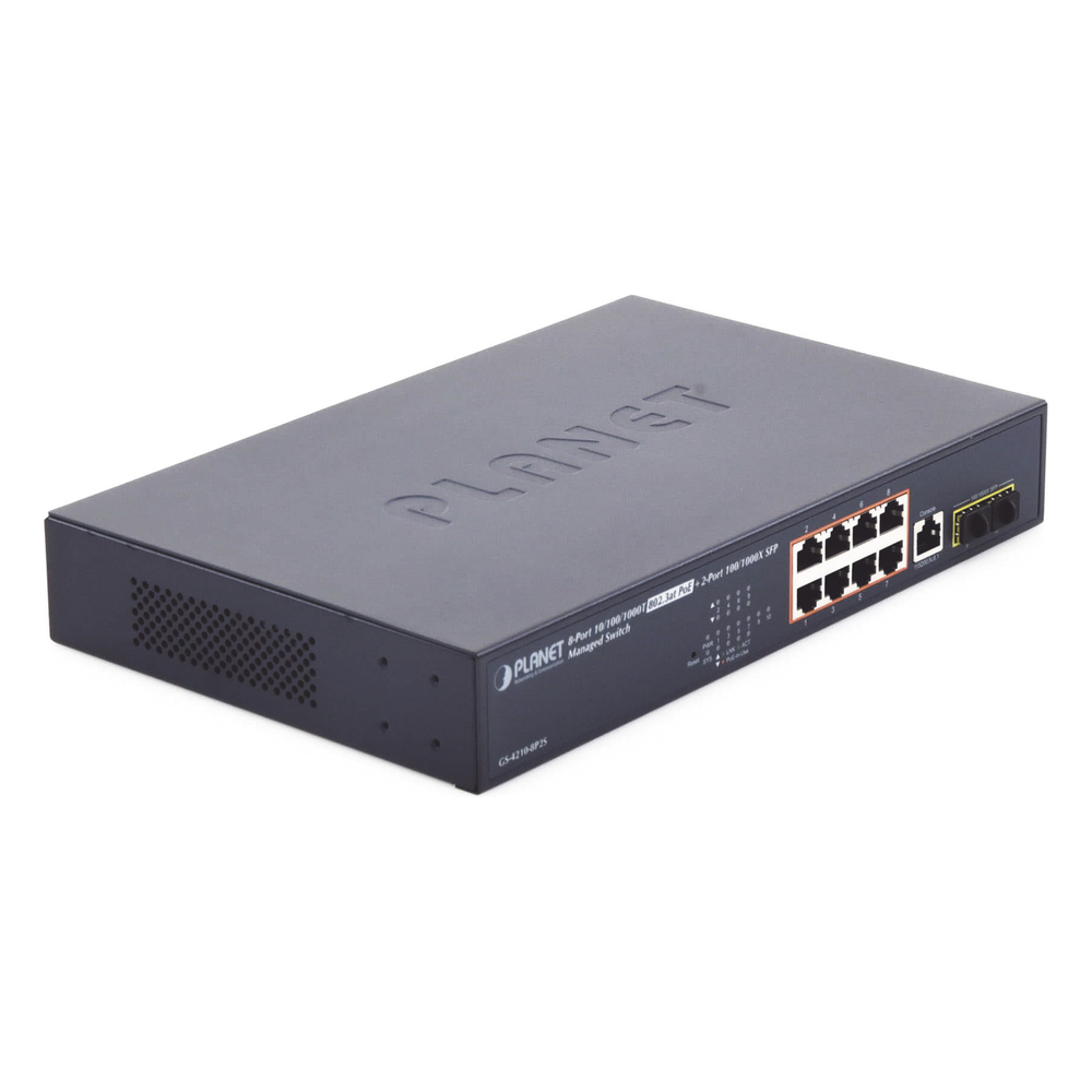 Switch Administrable Capa 2, 8 Puertos PoE 802.3af/at Gigabit, 140 W Max, 2 Puertos SFP, Modo Extendido Hasta 250 m, Soporta Administración en Nube CloudNMS ( HW Rev. 3.0 en Adelante). - Imagen 3
