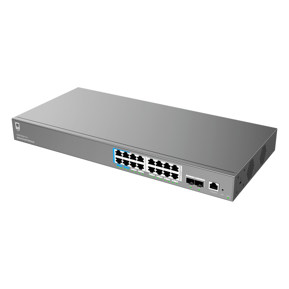 Switch de Red Empresarial Capa 2++ / Serie GWN7800 Pro / 16 Puertos Gigabit Ethernet / 2 SFP+ a 6 SFP+ / PoE/PoE+/PoE++ / Stacking hasta 8 Dispositivos / GDMS Cloud / GWN Manager - Imagen 3