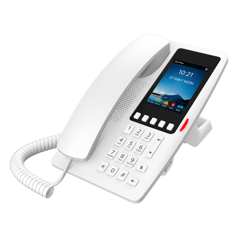 Teléfono IP Hotelero Wi-Fi 6 / Pantalla IPS 3.5" 320x480 / 2 Líneas SIP / 5 Teclas Programables / Puerto USB-A / PoE 802.3af / Audio HD / Diseño Blanco - Imagen 3