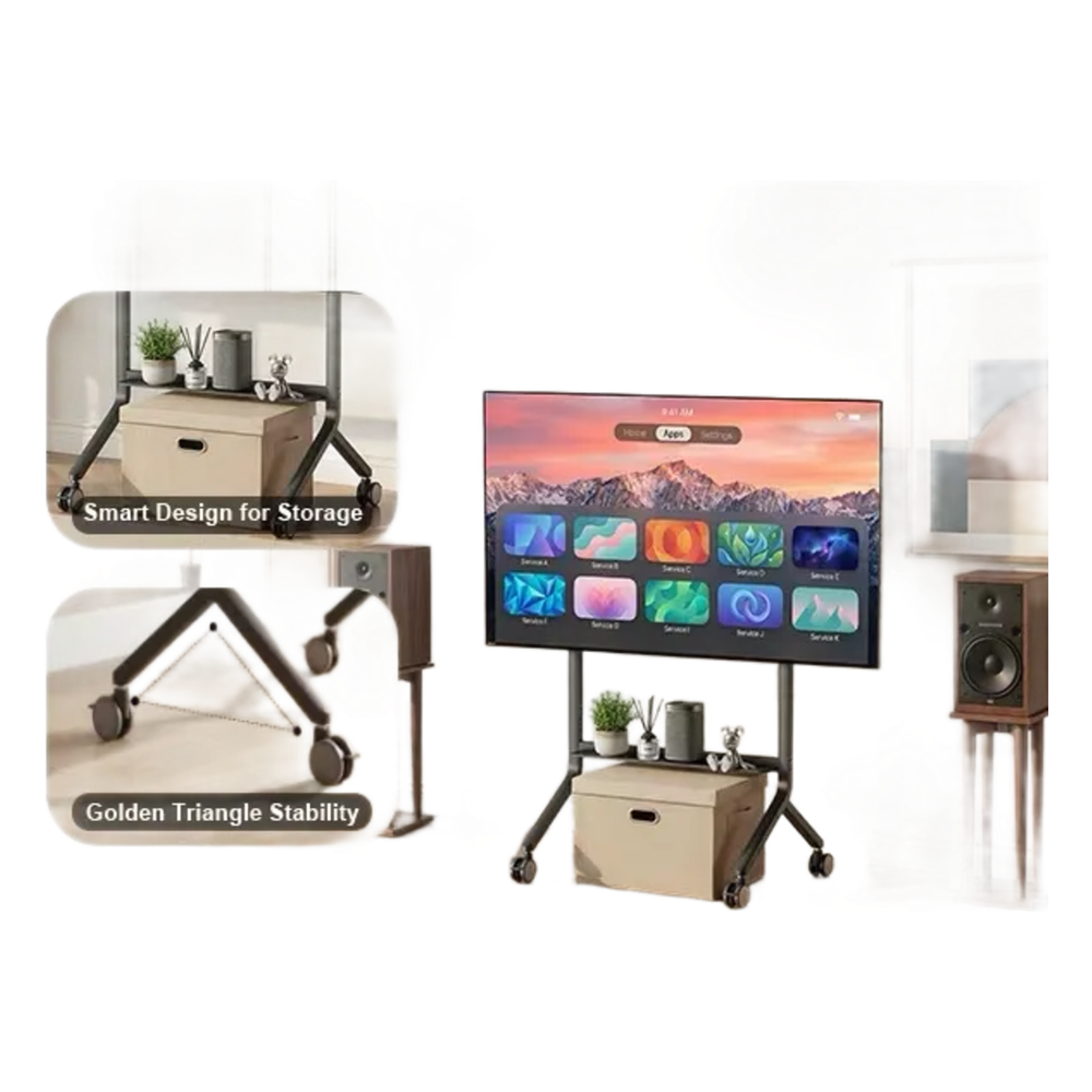 Soporte de Pantalla con Ruedas / Compatible con Monitores de 55"a 90" / Base para Colocar Accesorios Adicionales / Vesa 200*200 - 800*500/ Carga máxima: 90.9Kg (200Lbs) - Imagen 3
