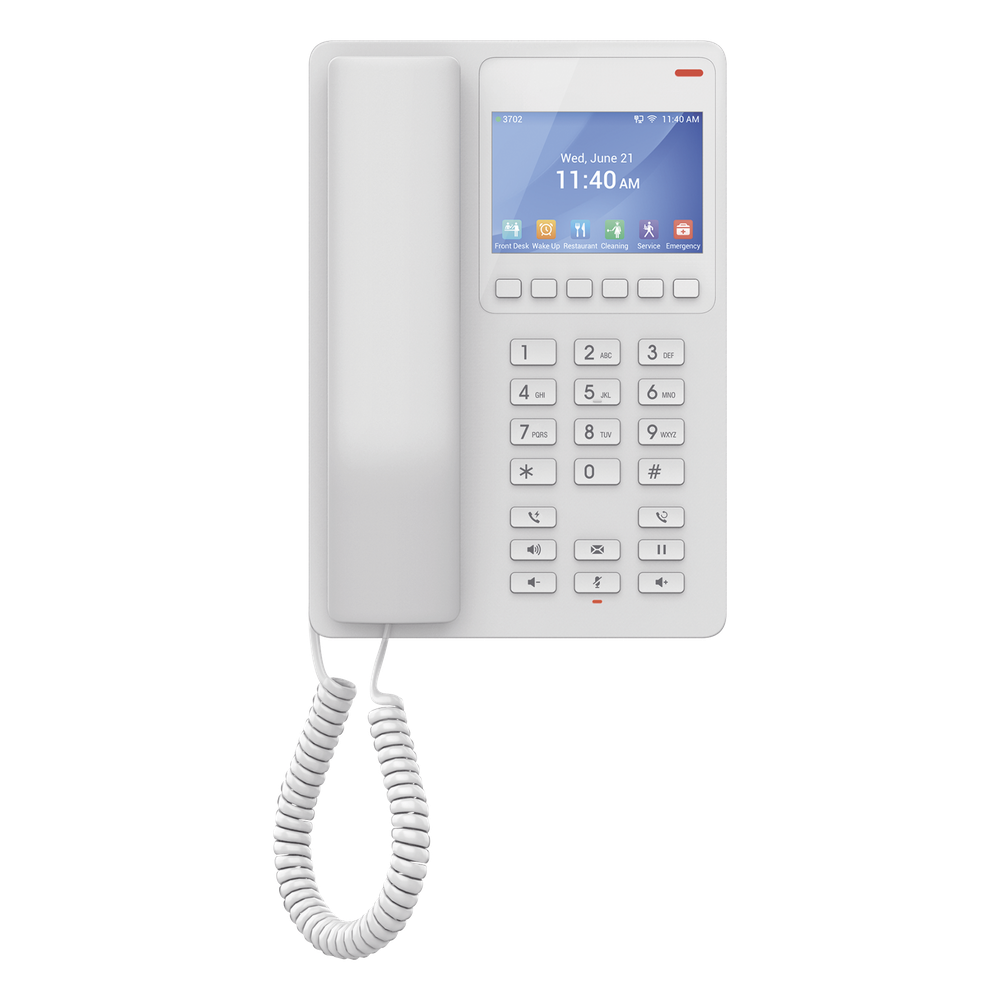 Teléfono IP Hotelero con pantalla LCD a color, 2 líneas SIP con 2 cuentas, codec Opus, IPV4/IPV6, color blanco, con gestión en la nube GDMS - Imagen 4