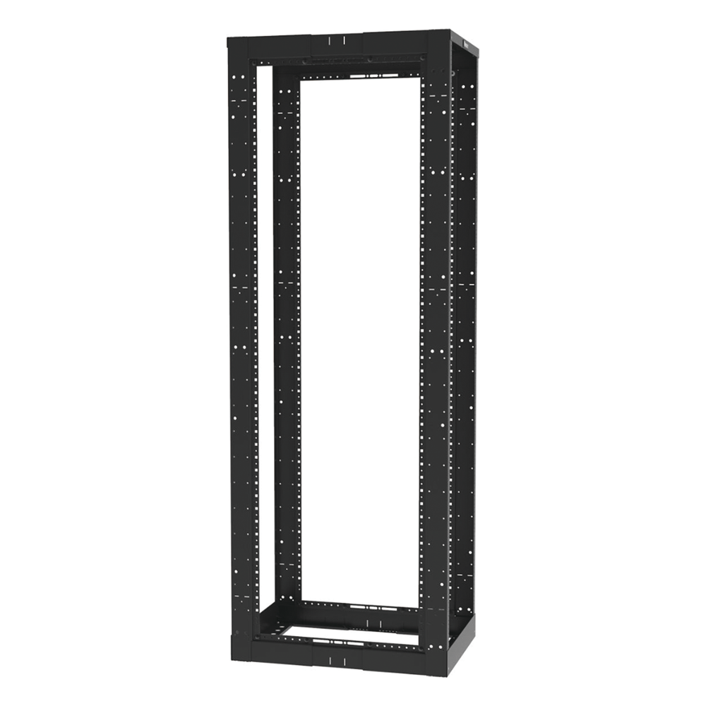Rack de Cuatro Postes Estándar de 19", Rieles Roscados #12-24, Profundidad Ajustable de 23 a 42 in, 45 Unidades de Rack, Color Negro - Imagen 3