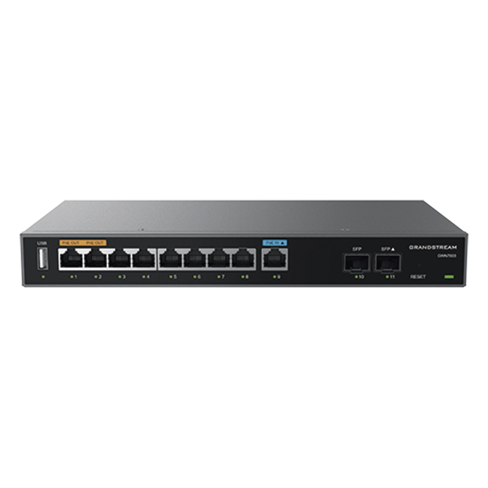 Router Gigabit VPN / Balanceador de cargas / 60,000 sesiones NAT / 9 puertos 10/100/1000 Mbps + 2 puertos SFP (WAN/LAN) / 1 puerto entrada PoE(af/at) / 2 puertos salida PoE (af/at) / Compatible con GWN Cloud. - Imagen 2