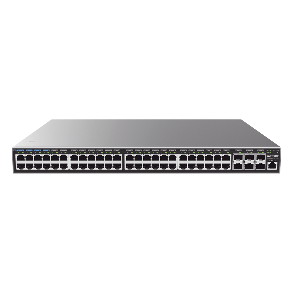 Switch Capa 3 PoE+ Administrable / 48 puertos 10/100/1000 Mbps + 6 Puertos SFP+ de 10 Gigabits / Hasta 740W / Compatible con GWN Cloud. - Imagen 2