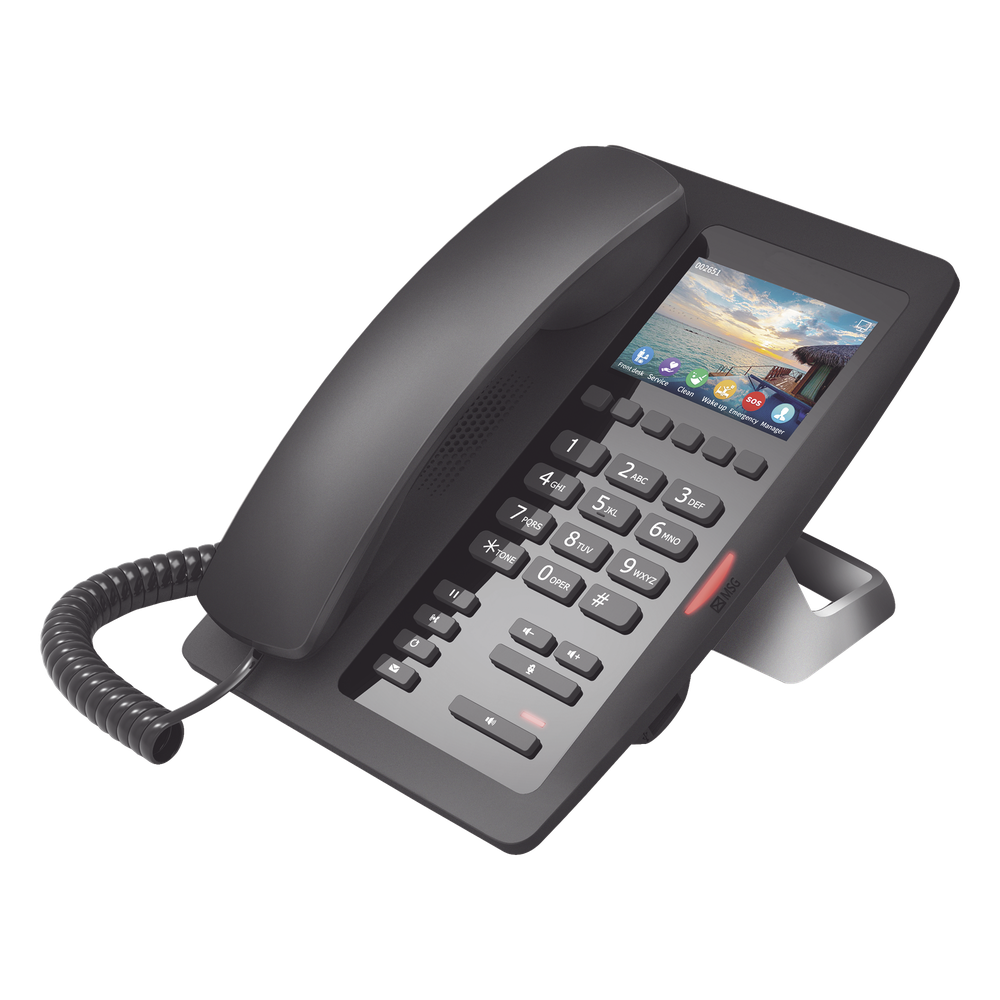 (H5W Color Negro)Teléfono IP WiFi para Hotelería, profesional de gama alta con pantalla LCD de 3.5 pulgadas a color, 6 teclas programables para servicio rápido (Hotline) PoE - Imagen 2