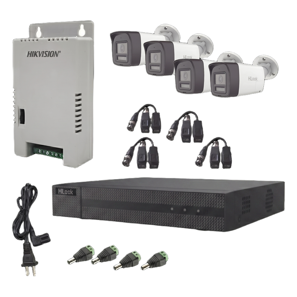 Kit HiLook Audio Bidireccional TurboHD 1080p / DVR Metalico 4 Canales / 4 Cámaras Bala (Exterior) con Bocina y Micrófono Integrado / 1 Fuente de Poder / Accesorios - Imagen 2