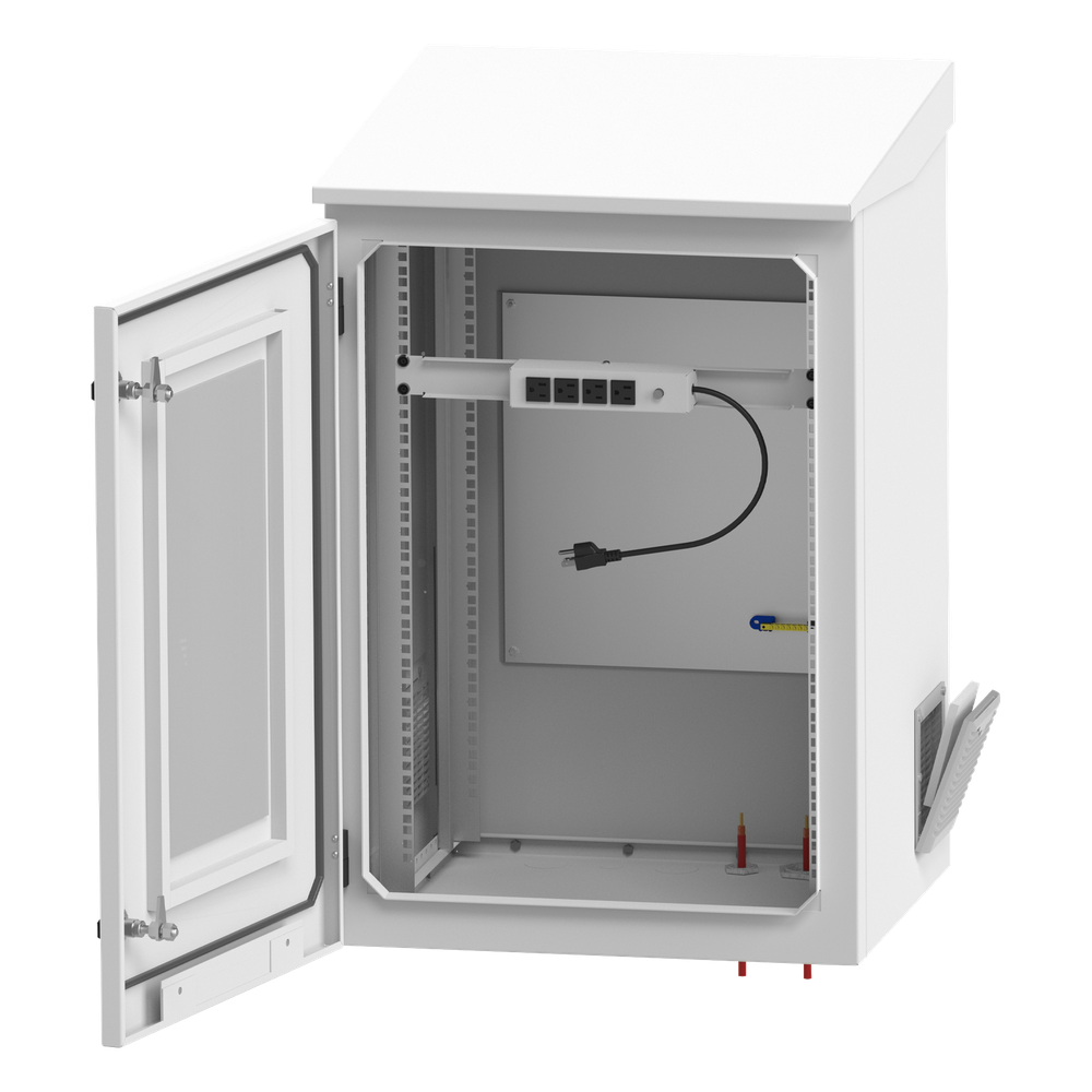 Gabinete de Exterior con Rack de 19" de 16U con Ventiladores y Termostato, Se envía el Gabinete Armado. (Montaje a poste o torre se vende por separado). - Imagen 2
