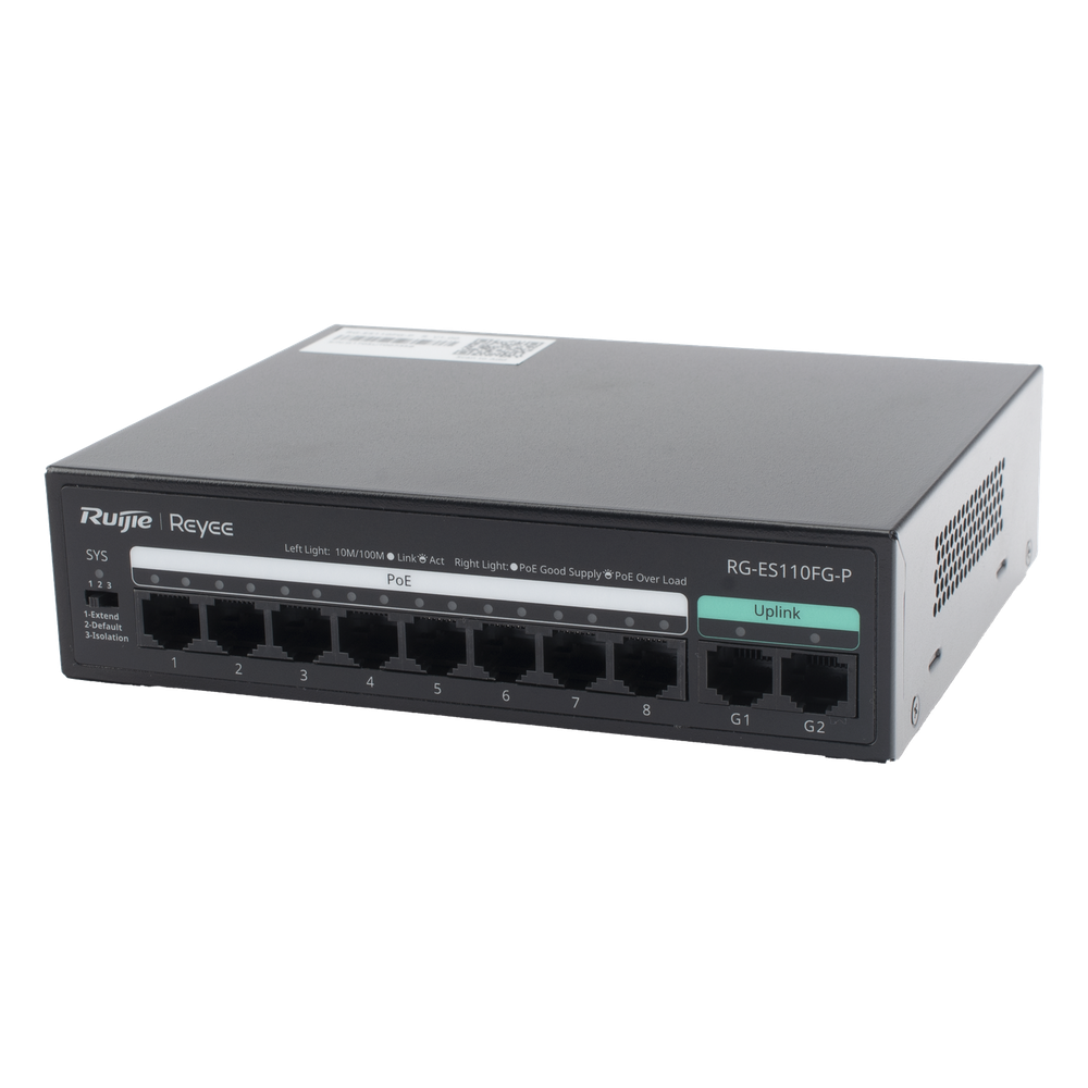 Switch PoE+ no Administrable, hasta 110 Watts, 8 puertos PoE+ 10/100 y 2 Uplinks Gigabit 1G - Imagen 2