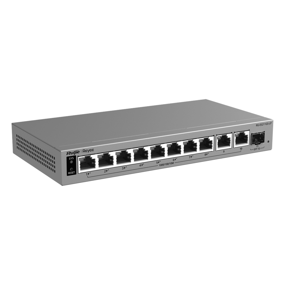 Switch Layer 2 Smart Cloud-Managed / 11 Puertos Gigabit / 8 Puertos PoE+ IEEE 802.3af/at 70 W / 1 Puerto SFP Uplink / Protección 6 kV / Gabinete Metálico Fanless / Gestión Cloud de por Vida / Modo CCTV de Un Clic - Imagen 2