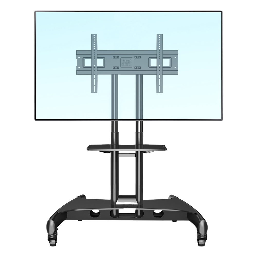 Soporte de Pantalla con Ruedas AVA1500601PNB / Compatible con Monitores de 32" a 75" / VESA 200x200 a 600x400 mm / Carga 45.5 kg (100 lbs) / Altura Ajustable 1120-1520 mm / Base para Accesorios / 4 Ruedas 360° - Imagen 2