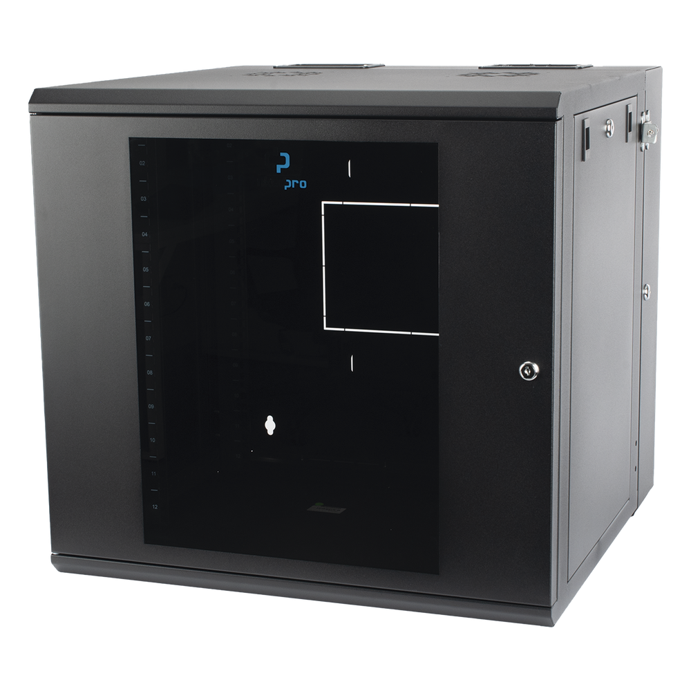 Gabinete Abatible de Pared (Con Marco Trasero) con Rack 19" de 12 Unidades. Ventana de Cristal Templado. - Imagen 2