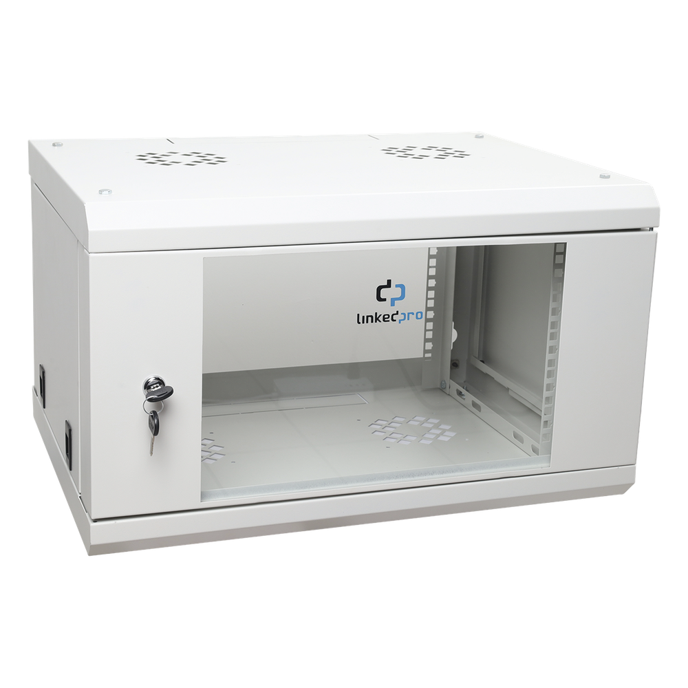 Gabinete de Pared de 6U con Puerta de Cristal Templado, 455 mm de Profundidad Total, Rack de 19'', Acero Reforzado Color Blanco - Imagen 2